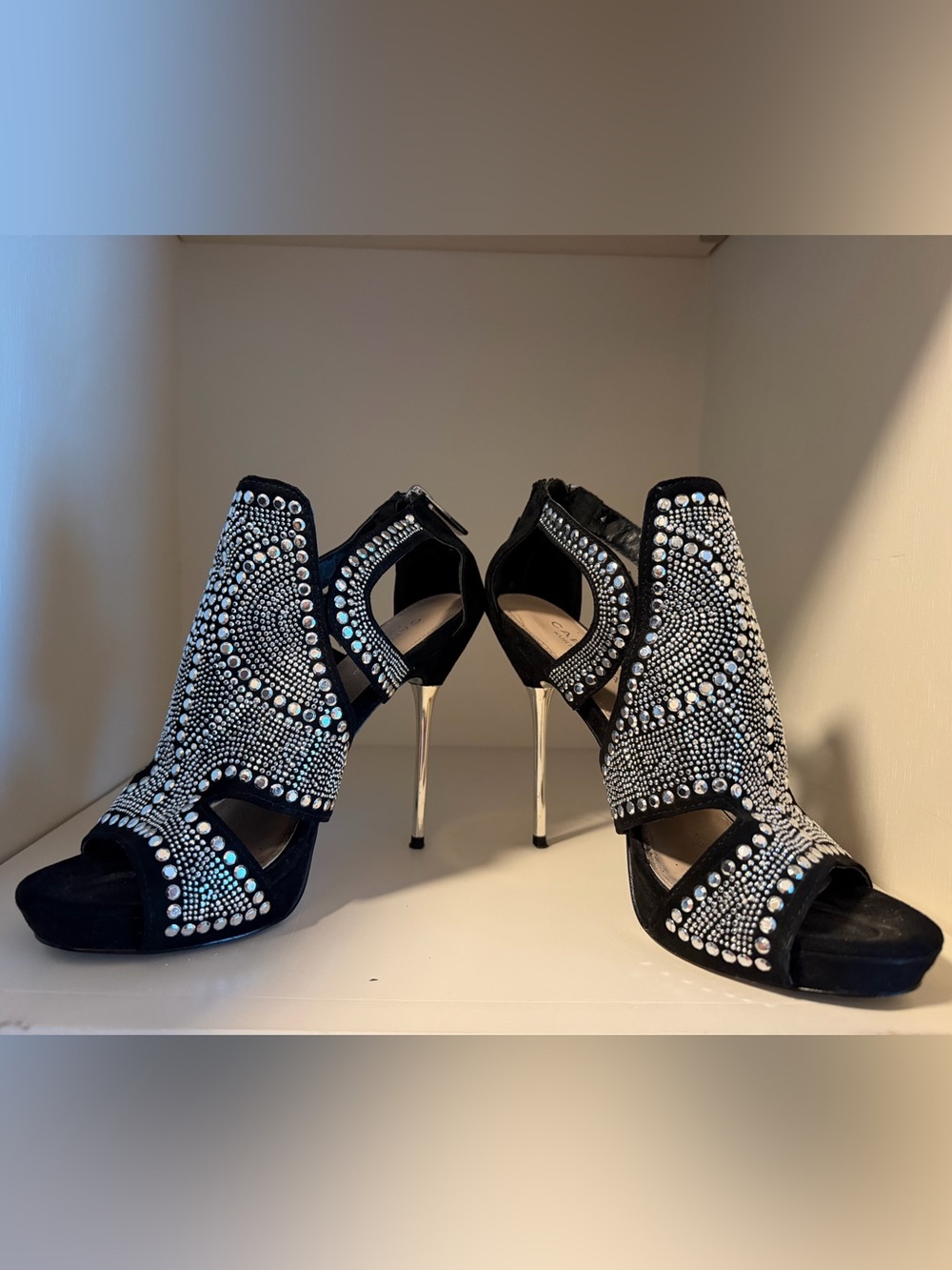 Kurt Geiger Black Crystal-Embellished Carvela Stiletto Pumps